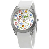 Guess Wanderlust Crystals Silver Dial White Rubber Strap Watch for Women - W1059L1