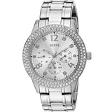 Guess Bedazzle Diamonds Silver Dial Silver Steel Strap Watch For Women - W1097L1