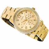 Guess Bedazzle Diamonds Gold Dial Gold Steel Strap Watch For Women - W1097L2