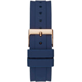 Guess Confetti Diamonds Gold Dial Blue Rubber Strap Watch For Women - W1098L6