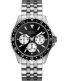 Guess Odyssey Black Dial Silver Steel Strap Watch For Men - W1107G1