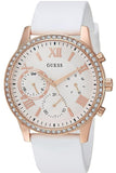 Guess Solar White Dial White Rubber Strap Watch For Women - W1135L1