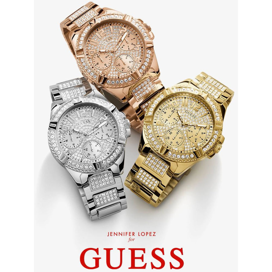Guess Frontier Diamonds Gold Dial Gold Steel Strap Watch For Women - W1156L2