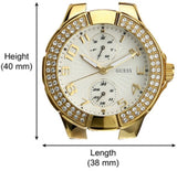 Guess Mini Prism Diamonds White Dial Gold Steel Strap Watch for Women - W15072L1