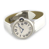 Cartier Ballon Bleu de Cartier Silver Dial White Leather Strap Watch for Women - W6920087