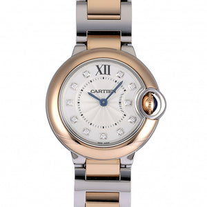 Cartier Ballon Bleu De Cartier Diamonds Silver Dial Two Tone Steel Strap Watch for Women - W3BB0026