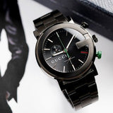 Gucci G Chrono Black Dial Black Steel Strap Watch For Men - YA101331