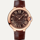 Cartier Ballon Bleu De Cartier Brown Dial Brown Leather Strap Watch for Men - W6920037