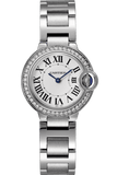 Cartier Ballon Bleu De Cartier Diamonds White Dial Silver Steel Strap Watch for Women - W4BB0015