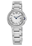 Cartier Ballon Bleu De Cartier Diamonds White Dial Silver Steel Strap Watch for Women - W4BB0015