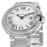 Cartier Ballon Bleu De Cartier Diamonds White Dial Silver Steel Strap Watch for Women - W4BB0015