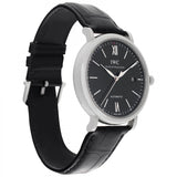 IWC Portofino Automatic Black Dial Black Leather Strap Watch for Men - IW356502