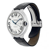 Cartier Ballon Bleu de Cartier Silver Dial Black Leather Strap Watch for Men - WSBB0026