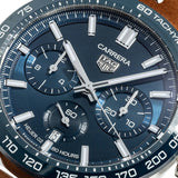 Tag Heuer Carrera Automatic Chronograph Blue Dial Brown Leather Strap Watch for Men - CBN2A1A.FC6537