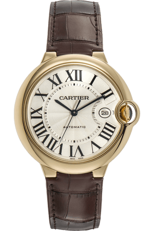 Cartier Ballon Blue de Cartier Silver Dial Brown Leather Strap Watch for Men - W6900551