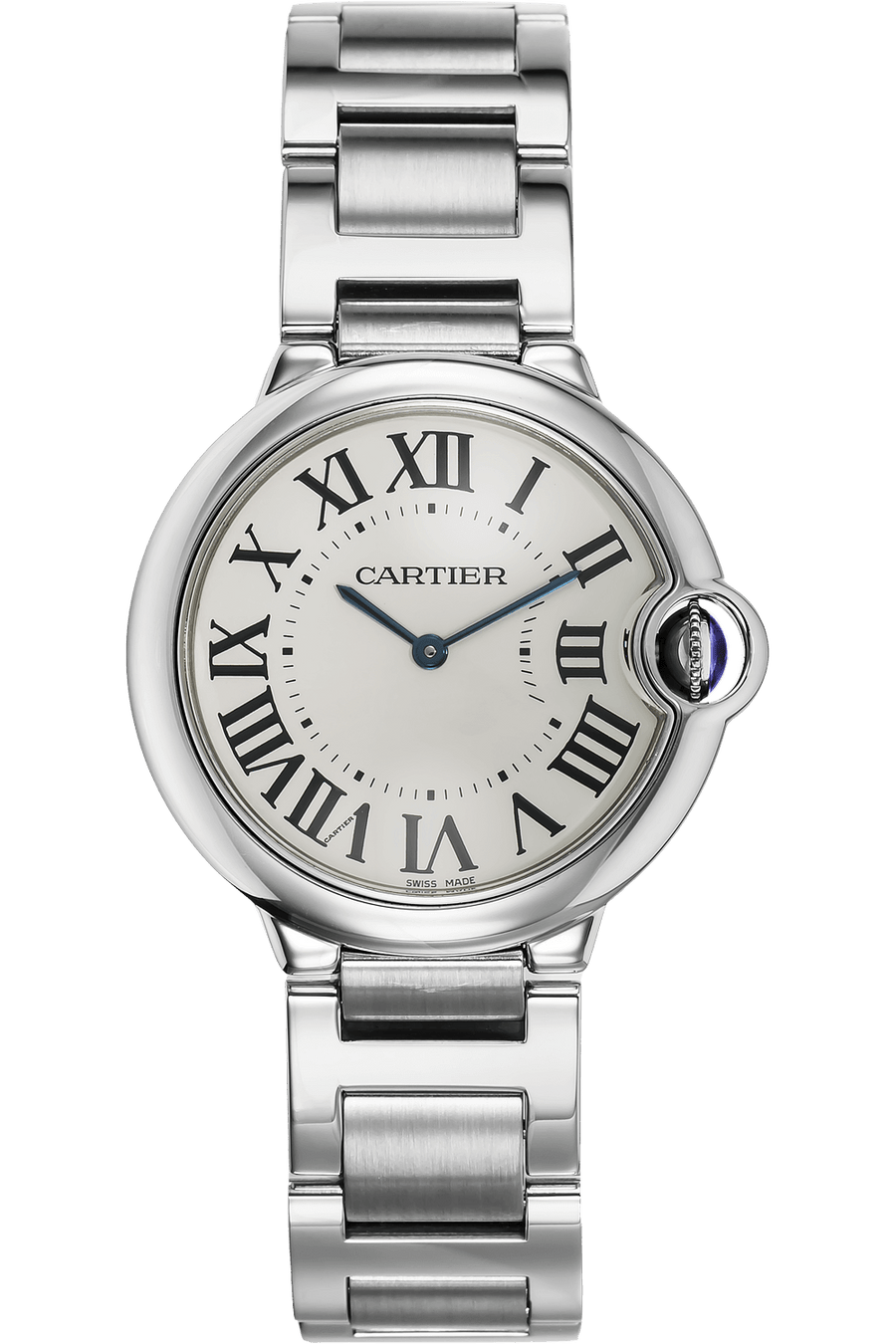 Cartier Ballon Bleu De Cartier Silver Dial Silver Steel Strap Watch for Women - W69011Z4