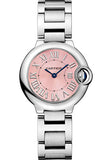 Cartier Ballon Bleu de Cartier Pink Dial Silver Steel Strap Watch for Women - W6920038