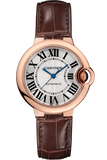 Cartier Ballon Bleu De Cartier Silver Dial Brown Leather Strap Watch for Women - W6920097