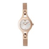 Emporio Armani Chiara Silver Dial Rose Gold Steel Strap Watch For Women - AR7362