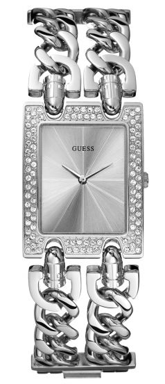 Guess Mod Heavy Metal Diamonds Silver Dial Silver Steel Strap Watch for Women - W95088L1