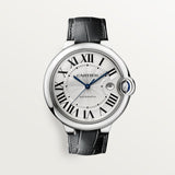 Cartier Ballon Bleu de Cartier Silver Dial Black Leather Strap Watch for Men - WSBB0026