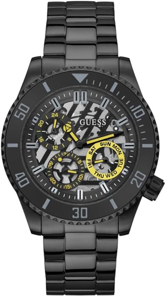 Guess Axel Multifunction Black Dial Black Steel Strap Watch For Men - GW0488G3
