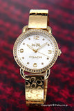 Coach Delancey Diamonds Silver Dial Gold Steel Strap Watch for Women - 14502354