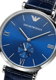 Emporio Armani Gianni T Bar Quartz Blue Dial Blue Leather Strap Watch For Men - AR11300