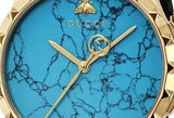 Gucci G Timeless Turquoise Blue Dial Black Leather Strap Watch For Men - YA126462