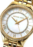 Michael Kors Lauryn Mother of Pearl White Dial Gold Steel Strap Watch for Women - MK3899