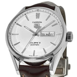 Tag Heuer Carrera Calibre 5 Automatic 41mm White Dial Brown Leather Strap Watch for Men - WAR201B.FC6291