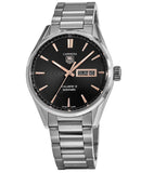 Tag Heuer Carrera Calibre 5 Automatic Black Dial Silver Steel Strap Watch for Men - WAR201C.BA0723