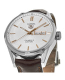 Tag Heuer Carrera Calibre 5 Automatic White Dial Brown Leather Strap Watch for Men - WAR201D.FC6291