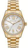 Michael Kors Lexington Mother of Pearl White Dial Gold Steel Strap Watch for Women - MK1079