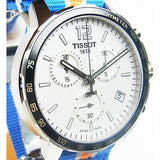 Tissot Quickster Chronograph NBA New York Kicks White Dial Multicolored Nato Strap Watch For Men - T095.417.17.037.06