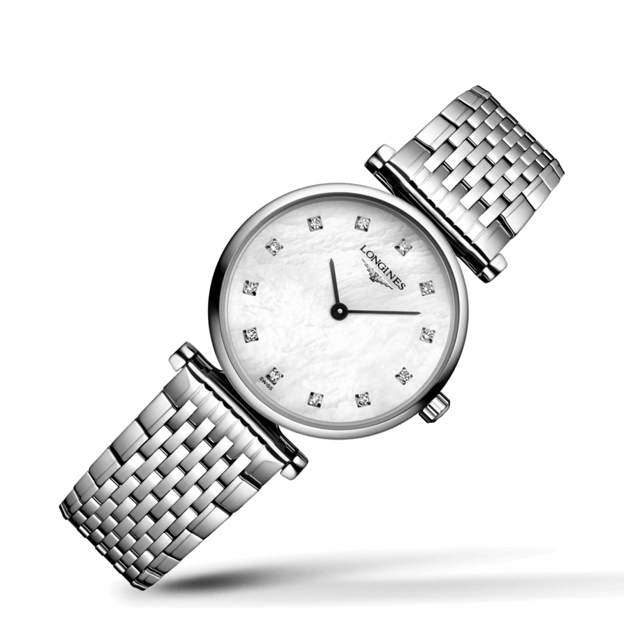 Longines La Grande Classique Diamonds White Dial Silver Steel Strap Watch for Women - L4.209.4.87.6