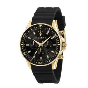 Maserati SFIDA Chronograph Black Dial Rubber Strap Watch For Men - R8871640001