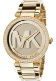 Michael Kors Parker Diamonds Gold Dial Gold Steel Strap Watch for Women - MK5784