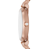 Emporio Armani Gianni T-Bar Crystals Silver Dial Rose Gold Steel Strap Watch For Women - AR11446