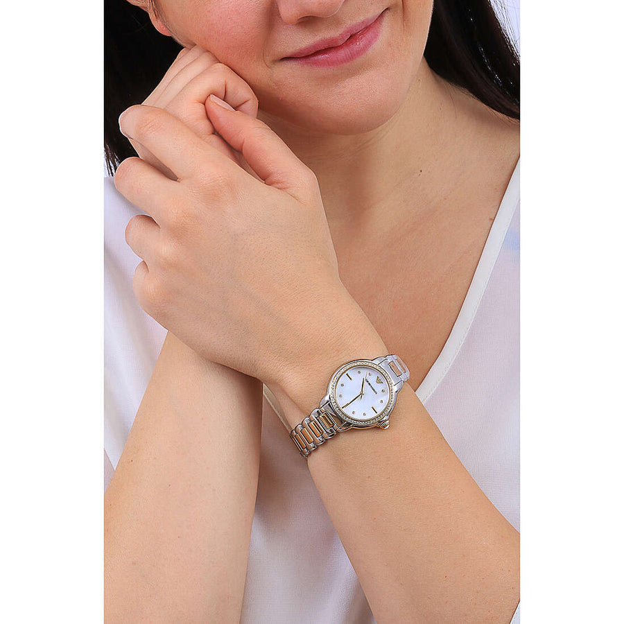 Emporio Armani Mia Quartz Mother of Pearl Dial Two Tone Steel Strap Watch For Women - AR11524