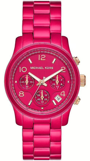 Michael Kors Runway Chronograph Limited Edition Pink Dial Pink Steel Strap Watch for Women - MK7478LE