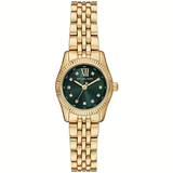 Michael Kors Lexington Pave Three-Hand Green Dial Gold Steel Strap Watch for Women - MK4842