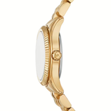 Michael Kors Lexington Pave Three-Hand Green Dial Gold Steel Strap Watch for Women - MK4842