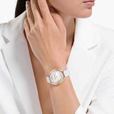 Swarovski Crystalline Aura Silver Dial White Leather Strap Watch for Women - 5519453