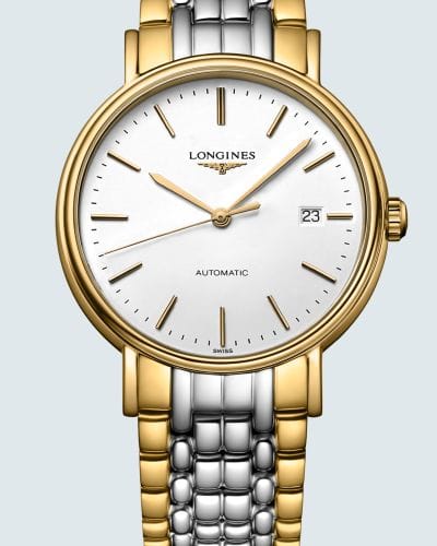 Longines Presence 38.5mm Automatic White Dial Two Tone Steel Strap Watch for Men - L4.921.2.12.7