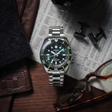 Seiko Prospex GMT Divers Automatic Marine Green Dial Silver Steel Strap Watch For Men - SPB381J1