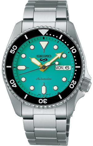 Seiko 5 Sports SKX Midi Automatic Teal Dial Silver Steel Strap Watch For Men - SRPK33K1