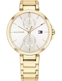 Tommy Hilfiger Angela White Dial Gold Steel Strap Watch for Women - 1782128