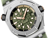 Audemars Piguet Royal Oak Offshore Diver Green Dial Green Rubber Strap Watch for Men - 15720ST.OO.A052CA.01