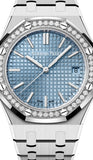 Audemars Piguet Royal Oak 50th Anniversary Diamond Ice Blue Dial Silver Steel Strap Watch for Men - 15551ST.ZZ.1356ST.01